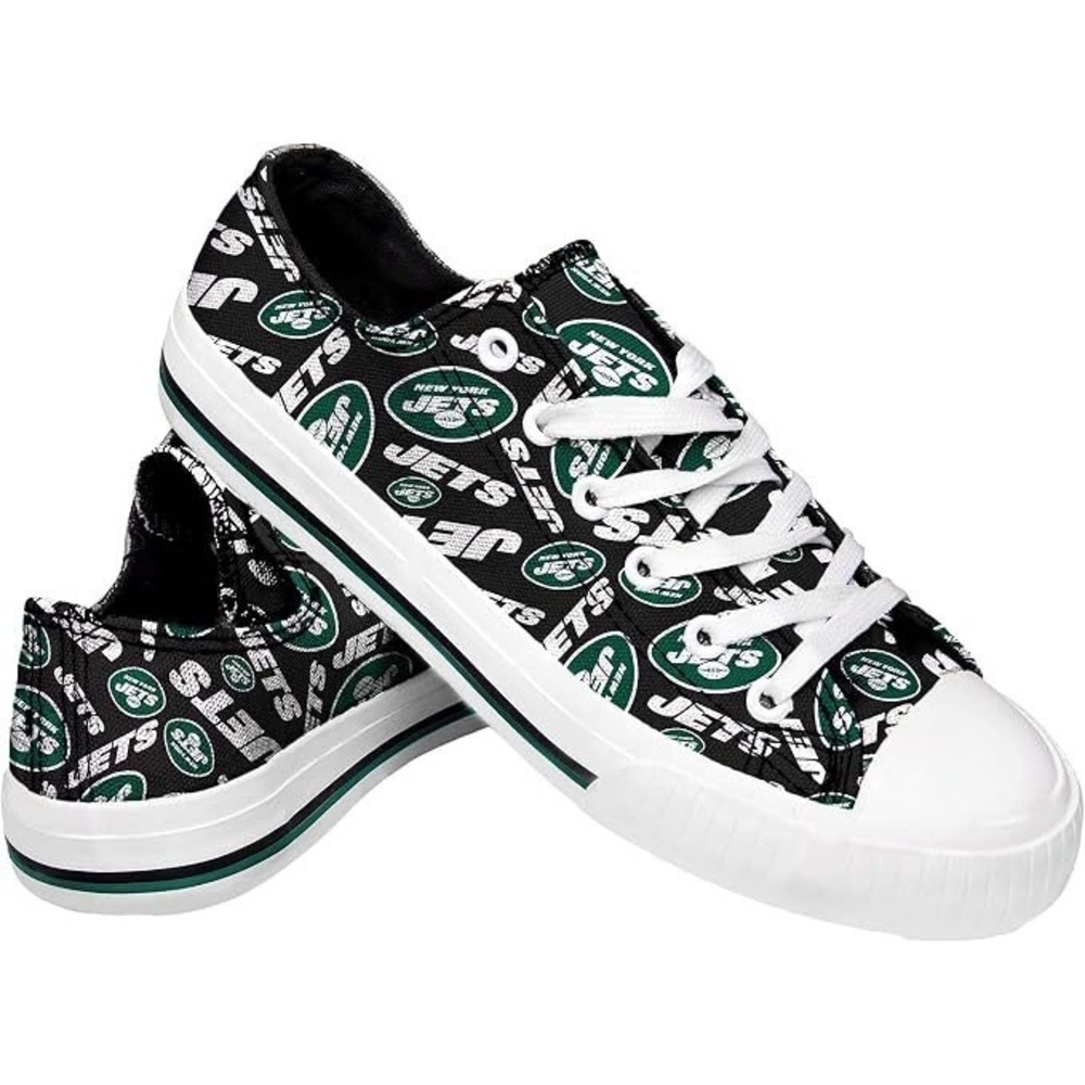 FOCO New York Jets NFL Canvas Sneakers Low Top Lace Up Green White Black Size 8